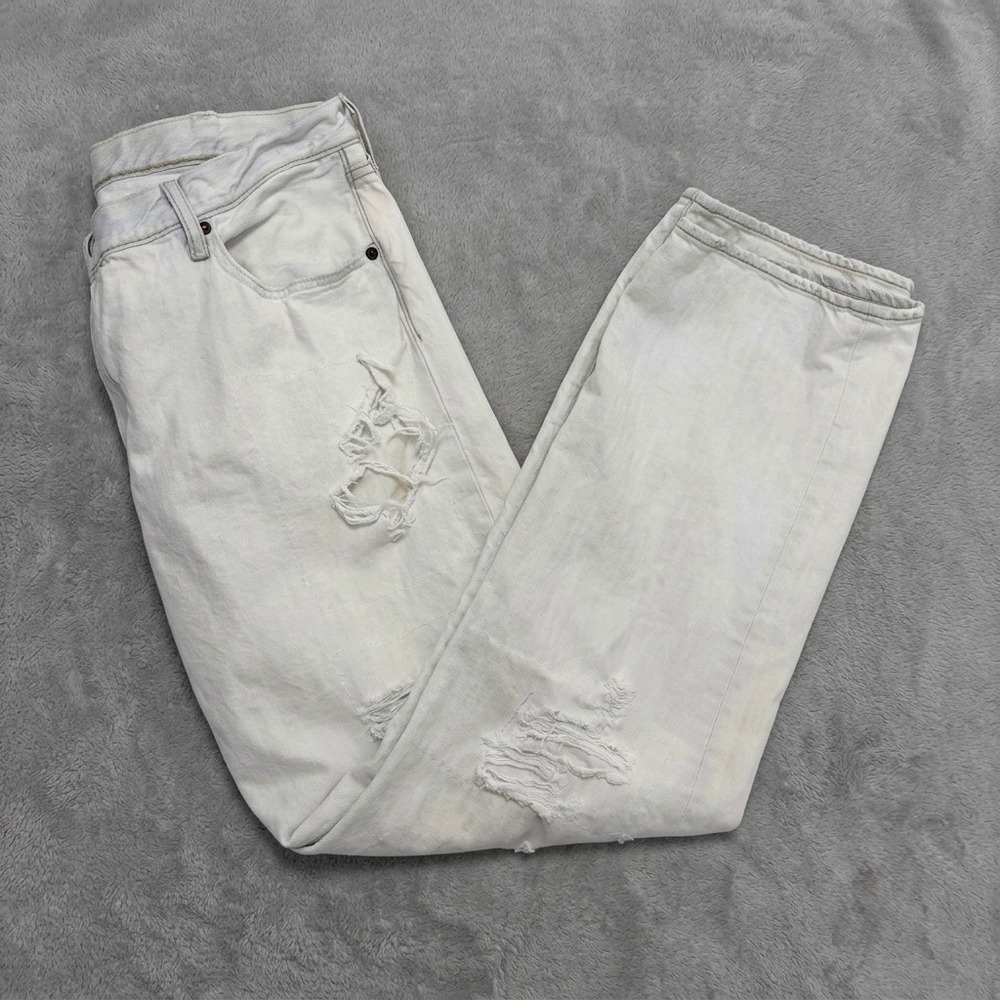 Levi's 501 Bleached Distressed Ripped Jeans Size 42x32 (Measures 41x31) VTG Look